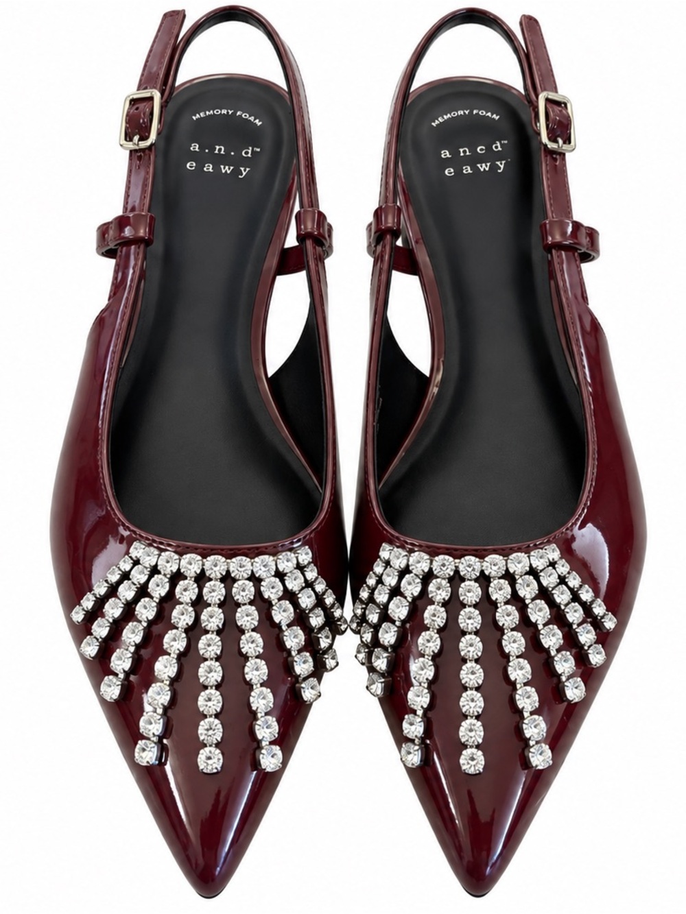 NWT A New Day Serafina Burgundy Rhinestone Fringe Slingback Heels 8.5
